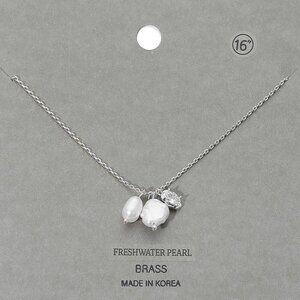 MARIBEL SILVER FRESHWATER PEARL CHARM NECKLACE